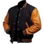 Black And Gold Letterman Jacket Front