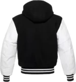 Black And White Varsity Jacket With Hood Back