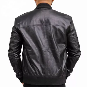 Black Bomber Jacket Mens Back