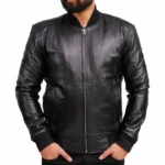 Black Bomber Jacket Mens Front Black Bomber Jacket Mens Front