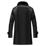 Black Faux Fur And Leather Coat Back Black Faux Fur And Leather Coat Back