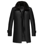 Black Faux Fur And Leather Coat Front Black Faux Fur And Leather Coat Front