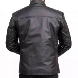 Black Leather Biker Jacket For Men Back