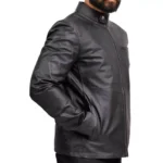 Black Leather Biker Jacket For Men Right
