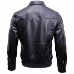 Black Leather Bomber Jacket Mens Back