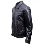 Black Leather Bomber Jacket Mens Right