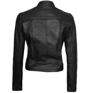Black Leather Jacket For Women Back