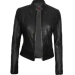 Black Leather Jacket For Women Front Open Black Leather Jacket For Women Front Open