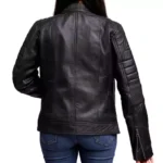 Black Motorcycle Jacket Women's Back Black Motorcycle Jacket Women's Back