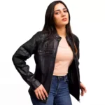Black Motorcycle Jacket Women's Left Black Motorcycle Jacket Women's Left