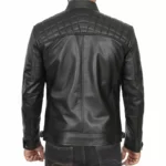 Black Quilted Leather Jacket Back Black Quilted Leather Jacket Back