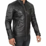 Black Quilted Leather Jacket Left Black Quilted Leather Jacket Left