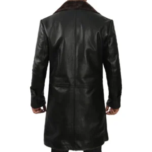 Black Shearling Coat Mens Back