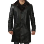 Black Shearling Coat Mens Front Black Shearling Coat Mens Front