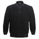 Black Suede Bomber Jacket Mens Front