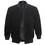Black Suede Bomber Jacket Mens Front Open