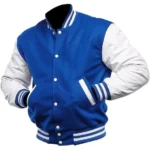 Blue And White Letterman Jacket Front Blue And White Letterman Jacket Front