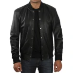 Bomber Jacket Men's Black Front Bomber Jacket Men's Black Front
