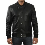 Bomber Jacket Men's Black Front Close Bomber Jacket Men's Black Front Close