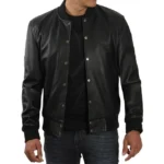 Bomber Jacket Men's Black Front Open Bomber Jacket Men's Black Front Open