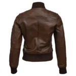Brown Bomber Jacket Womens Back Brown Bomber Jacket Womens Back