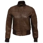 Brown Bomber Jacket Womens Front Brown Bomber Jacket Womens Front