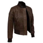 Brown Bomber Jacket Womens Left Brown Bomber Jacket Womens Left