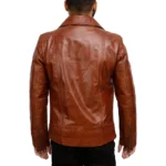Brown Lambskin Leather Jacket Back Brown Lambskin Leather Jacket Back