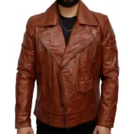 Brown Lambskin Leather Jacket Front Brown Lambskin Leather Jacket Front