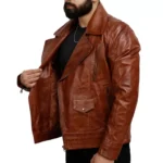 Brown Lambskin Leather Jacket Right Brown Lambskin Leather Jacket Right