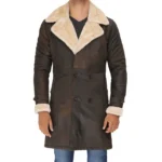 Brown Leather Coat With Fur Front Brown Leather Coat With Fur Front