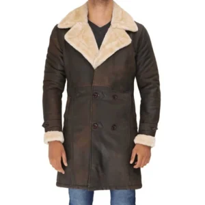 Brown Leather Coat With Fur Front