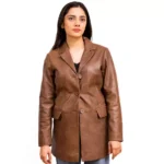 Brown Leather Coat Womens Front Brown Leather Coat Womens Front