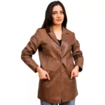 Brown Leather Coat Womens Front Half Brown Leather Coat Womens Front Half