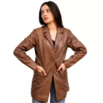 Brown Leather Coat Womens Hand In Pocket Brown Leather Coat Womens Hand In Pocket