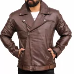 Brown Leather Moto Jacket Front Brown Leather Moto Jacket Front