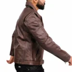 Brown Leather Moto Jacket Left Brown Leather Moto Jacket Left