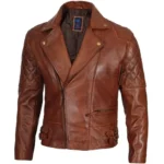 Brown Leather Motorcycle Jacket Left
