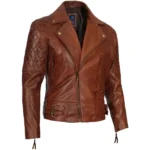 Brown Leather Motorcycle Jacket Right