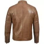 Camel Leather Biker Jacket Back