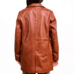 Cognac Leather Coat Back Cognac Leather Coat Back