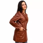 Cognac Leather Coat Front Half Cognac Leather Coat Front Half