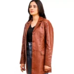 Cognac Leather Coat Right Cognac Leather Coat Right