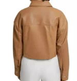 Cropped Brown Leather Jacket Back Cropped Brown Leather Jacket Back