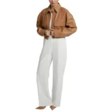 Cropped Brown Leather Jacket Front Full Cropped Brown Leather Jacket Front Full