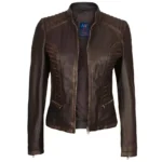 Dark Brown Leather Jacket Womens Front Open Dark Brown Leather Jacket Womens Front Open