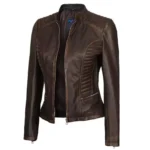 Dark Brown Leather Jacket Womens Right Open Dark Brown Leather Jacket Womens Right Open