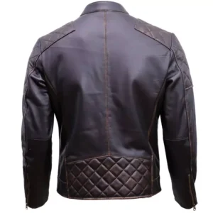 Dark Brown Quilted Jacket Back