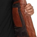 Distressed Brown Leather Jacket Inside