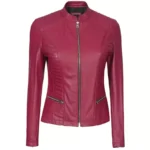 Hot Pink Biker Jacket Front Hot Pink Biker Jacket Front